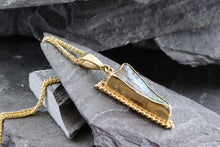 Load image into Gallery viewer, Handmade One Of A Kind 14 K Yellow Gold Pendant With One Free-Form Bezel Set Boulder Opal, View #3
