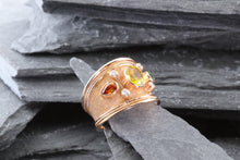 Load image into Gallery viewer, Lady&#39;s Rose 18 K Satin &amp; Polished Contemporary Fashion Ring Sapphires With Round Diamonds, Center Oval Yellow Sapphire View #2
