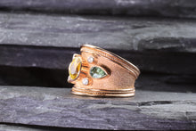 Load image into Gallery viewer, Lady&#39;s Rose 18 K Satin &amp; Polished Contemporary Fashion Ring Sapphires With Round Diamonds, Center Oval Yellow Sapphire View #6
