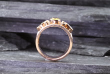 Load image into Gallery viewer, Lady&#39;s Rose 18 K Satin &amp; Polished Contemporary Fashion Ring Sapphires With Round Diamonds, Center Oval Yellow Sapphire View #8
