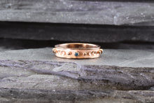 Load image into Gallery viewer, Lady&#39;s Rose 18 Karat Satin &amp; Polished Contemporary Fashion Ring With Blue Diamonds, View #4
