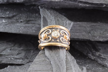 Load image into Gallery viewer, Lady&#39;s Rosé 18 Karat Satin &amp; Polished Contemporary Fashion Ring With One Round Diamond And 2=0.16Tw Round Diamonds, View #1
