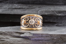 Load image into Gallery viewer, Lady&#39;s Rosé 18 Karat Satin &amp; Polished Contemporary Fashion Ring With One Round Diamond And 2=0.16Tw Round Diamonds, View #4
