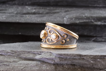 Load image into Gallery viewer, Lady&#39;s Rosé 18 Karat Satin &amp; Polished Contemporary Fashion Ring With One Round Diamond And 2=0.16Tw Round Diamonds, View #6
