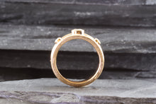 Load image into Gallery viewer, Lady&#39;s Rosé 18 Karat Satin &amp; Polished Contemporary Fashion Ring With One Round Diamond And 2=0.16Tw Round Diamonds, View #7
