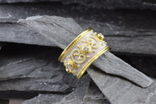 Load image into Gallery viewer, Lady&#39;s Two Tone 18K Satin &amp; Polished Contemporary Fashion Ring With 6 Round Diamonds, View #3
