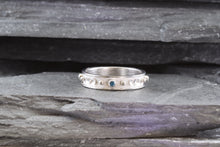 Load image into Gallery viewer, Lady&#39;s White 18 Karat Satin &amp; Polished Contemporary Fashion Ring With 4 Round Blue Diamonds, View #4
