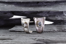 Load image into Gallery viewer, Lady&#39;s White Sterling Silver Satin &amp; Polished Drop Earrings With 2 Oval Aquamarines, View #3
