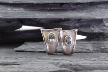 Load image into Gallery viewer, Lady&#39;s White Sterling Silver Satin &amp; Polished Drop Earrings With 2 Oval Aquamarines, View #1
