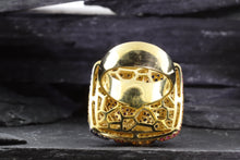 Load image into Gallery viewer, Lady&#39;s Yellow 18 K Contemporary Fashion Ring With Round Sapphires And Black Diamonds, View #8
