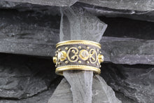 Load image into Gallery viewer, Lady&#39;s Yellow 18 K Satin &amp; Polished Contemporary Fashion Ring With 6 Round Diamonds, View #1
