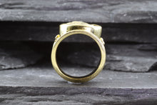 Load image into Gallery viewer, Lady&#39;s Yellow 18 Karat Satin And Polished Contemporary Fashion Ring With 4 Diamonds, View #7
