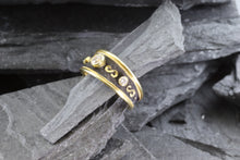 Load image into Gallery viewer, Lady&#39;s Yellow 18 Karat Satin &amp; Polished Contemporary Fashion Ring With 3 Round Diamonds, View #5
