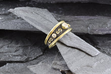Load image into Gallery viewer, Lady&#39;s Yellow 18 Karat Satin &amp; Polished Contemporary Fashion Ring With 3 Round Diamonds, View #6
