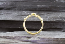 Load image into Gallery viewer, Lady&#39;s Yellow 18 Karat Satin &amp; Polished Contemporary Fashion Ring With 3 Round Diamonds, View #7
