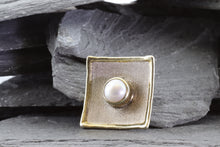 Load image into Gallery viewer, Two Tone Sterling Silver Satin &amp; Polished Bezel Set Pendant With One Mabe&#39; Pearl, View #2
