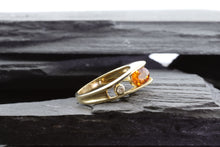 Load image into Gallery viewer, Organic Orange Sapphire and Diamond Ring, View #3
