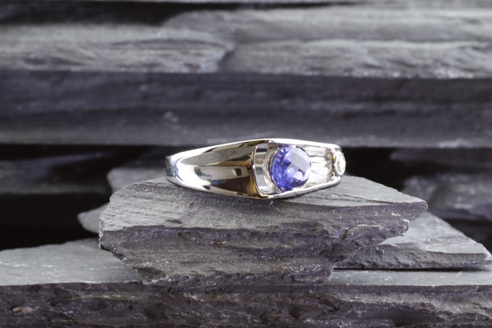 Organic Purple Sapphire and Diamond Ring, View #1