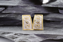 Load image into Gallery viewer, Ornate 18K Gold Plated Sterling Silver Earrings With White Synthetic Stone Accents, View #1
