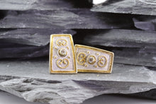 Load image into Gallery viewer, Ornate 18K Gold Plated Sterling Silver Earrings With White Synthetic Stone Accents, View #3
