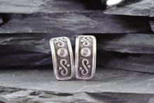 Load image into Gallery viewer, Ornate Blackened Sterling Silver Earrings, View #1
