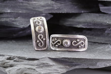 Load image into Gallery viewer, Ornate Blackened Sterling Silver Earrings, View #3
