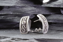 Load image into Gallery viewer, Ornate Blackened Sterling Silver Earrings, View #4
