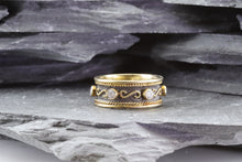 Load image into Gallery viewer, Ornate Blackened, 18K Gold Plated Sterling Silver Ring, View #1
