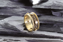 Load image into Gallery viewer, Ornate Blackened, 18K Gold Plated Sterling Silver Ring, View #2
