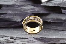 Load image into Gallery viewer, Ornate Blackened, 18K Gold Plated Sterling Silver Ring, View #3
