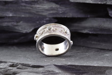 Load image into Gallery viewer, Ornate Sterling Silver Ring With Six White Synthetic Stones, View #3
