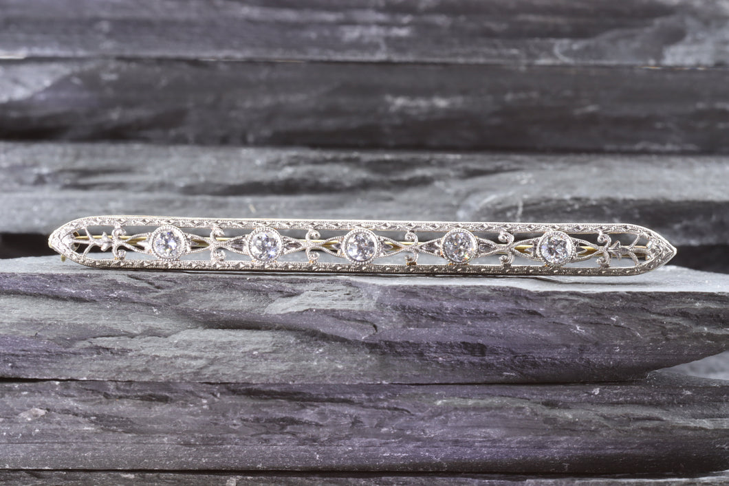 Platinum And 14K Yellow Gold Broach Set With Diamonds, View #1