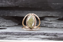 Load image into Gallery viewer, Rose 14 Karat Antique Fashion Ring With Navette-Cut Diamond, View #4
