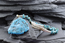 Load image into Gallery viewer, Shell and Turquoise Bead Necklace, View #4
