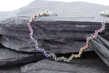 Load image into Gallery viewer, Sterling Silver Fancy Link Half Bezel Set Bracelet Set With: Yellow, Orange, Red, Pink, Purple, Blue, And Green Sapphires, View #4
