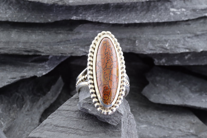 Sterling Silver Ring Set With  Oval Cabochon Dinosaur Bone, View #1