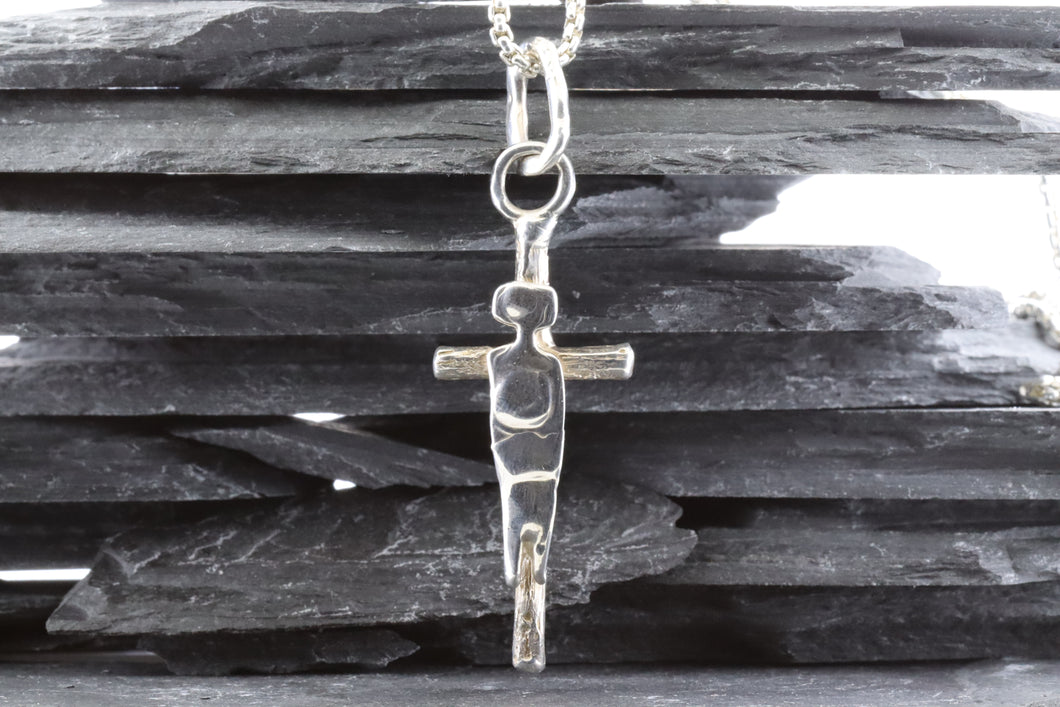 Sterling Silver Wandering Saints Embossed Cross Pendant, View #1