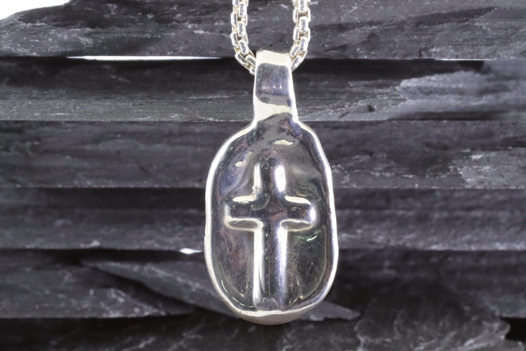 Sterling Silver Wandering Saints Embossed Cross Pendant, View #1