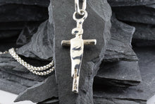 Load image into Gallery viewer, Sterling Silver Wandering Saints Embossed Cross Pendant, View #2
