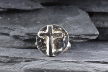 Load image into Gallery viewer, Sterling Silver Wandering Saints Embossed Cross Ring, View #2
