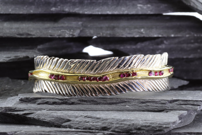 Sterling Silver and 18K Yellow Gold Bracelet Set With Rubies, View #1