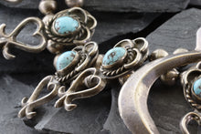 Load image into Gallery viewer, Turquoise and Sterling Silver Squash Blossom Necklace, View #2
