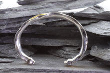 Load image into Gallery viewer, Two Tone Sterling Silver Satin &amp; Polished Bangle Bracelet, View #4
