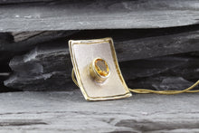 Load image into Gallery viewer, Two Tone Sterling Silver Satin &amp; Polished Slide Pendant With One Oval Citrine, View #2
