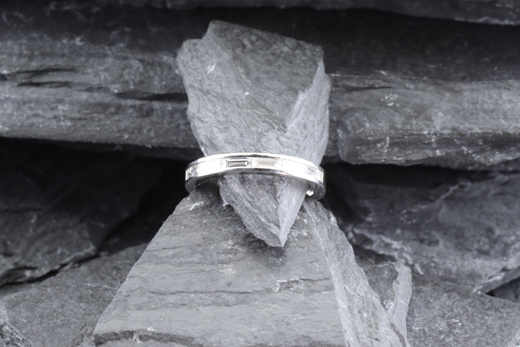 White Platinum Channel Set Wedding Band With 6 Baguette Diamonds, View #1