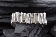 Load image into Gallery viewer, White Sterling Silver Cuff Bracelet With Fresh Water Pearls, View #1
