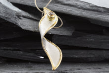 Load image into Gallery viewer, Two Tone Sterling Silver Satin &amp; Polished Slide Pendant With One Oval Citrine, View #1

