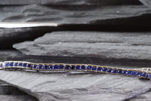 Load image into Gallery viewer, Sterling Silver Tennis Bracelet Set With: 74 Diamond Cut Blue Sapphire Fade, View #3
