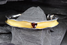 Load image into Gallery viewer, One Sterling Silver Satin &amp; Polished Bangle Bracelet With One Trillian Garnet, View #1
